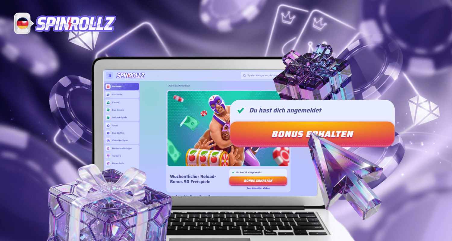 Es ist sehr einfach, den Bonus in Spinrollz zu aktivieren